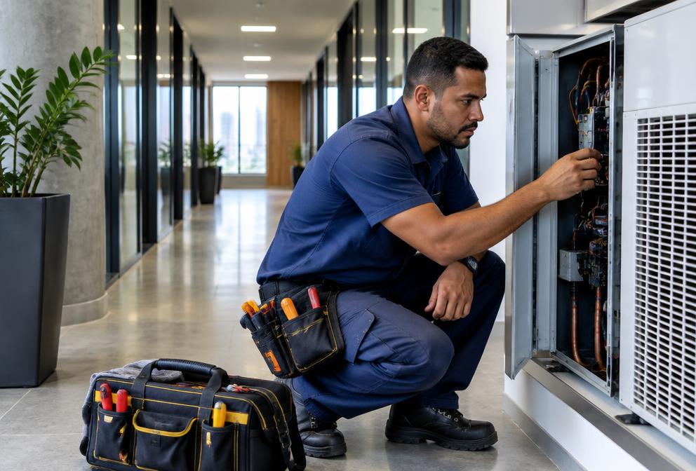 Profissional de manutenção predial em atendimento